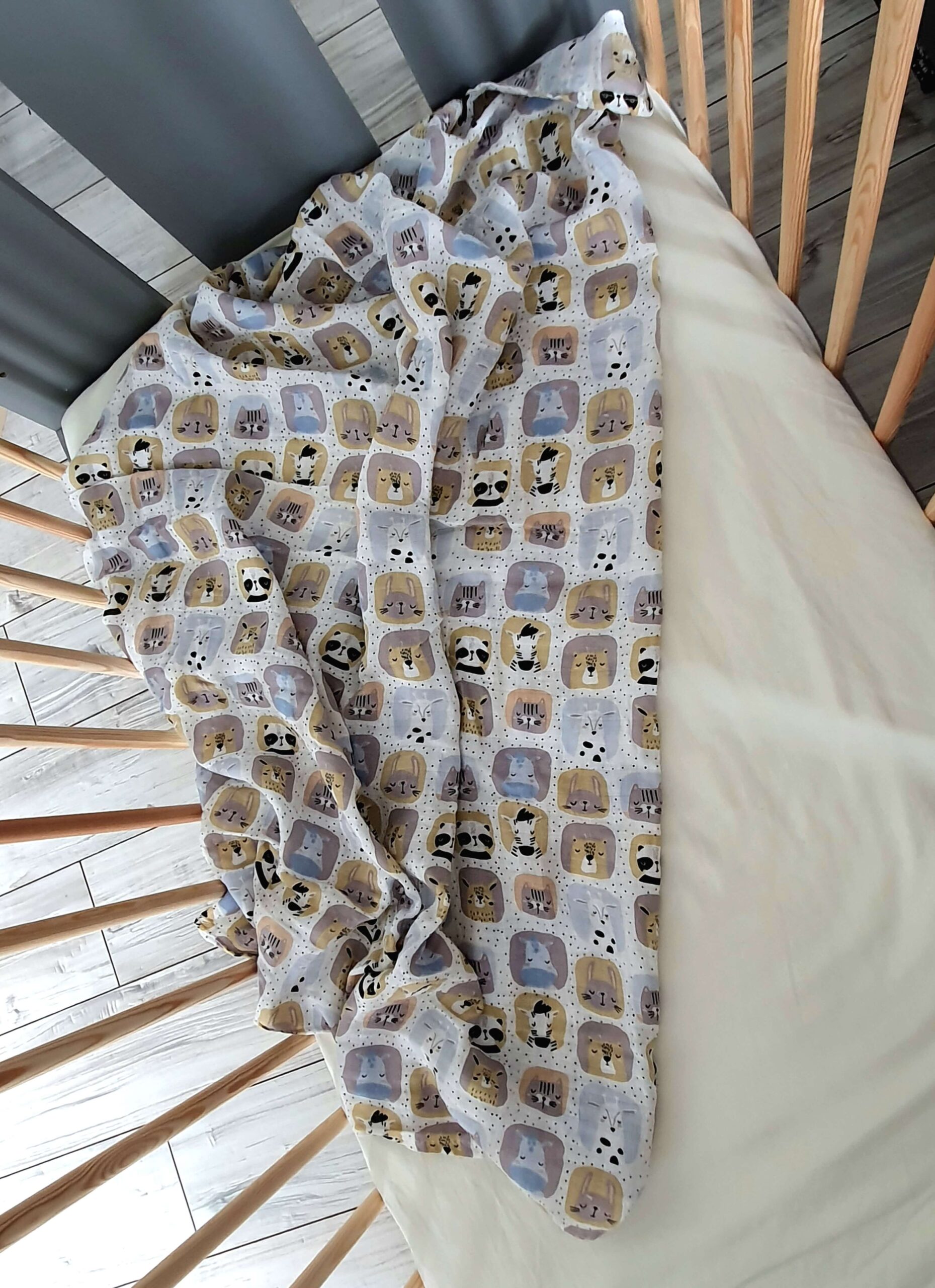 MyBaby Muszlin Kifogó/Textil lepedő - 100% Pamutból - Állatos Kaland - Image 4